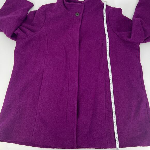 Lands End Womens Fuchsia Boiled Wool Blend Button Up Lined Coat Size 26 W NEW - Picture 7 of 9